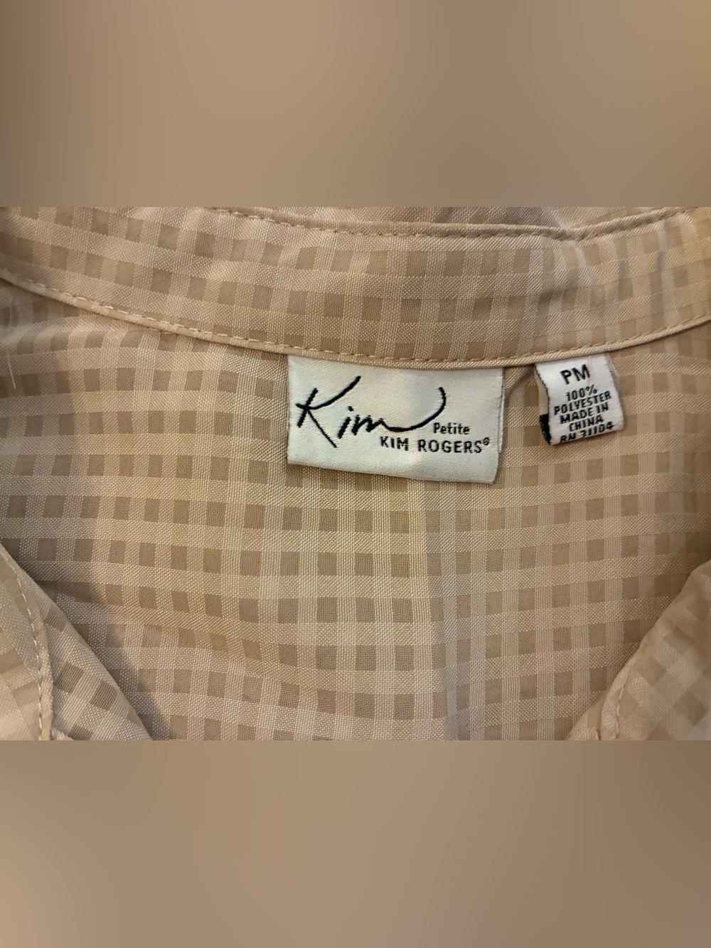 Women’s Kim Roger’s Brand Tan Button-Front Casual Shirt Size Petite Medium - Picture 5 of 11